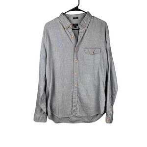 J Crew Slim Oxford Shirt Mens Large‎ Gray Button Down Preppy Minimalist Cotton